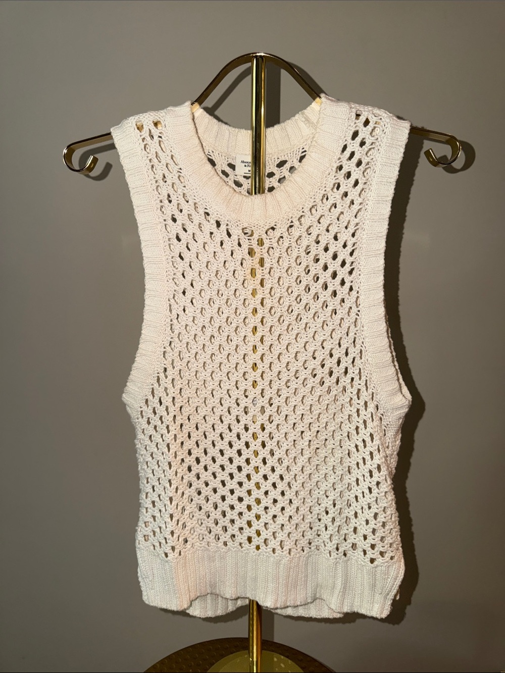 Abercrombie & Fitch Cream Openwork Knit Tank
